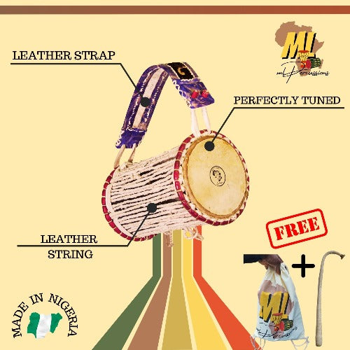 Authentic Nigerian Talking Drum (Gan-Gan) with Beater and Carrier Bag (Free) | Customisation Option Available - ML Percussions