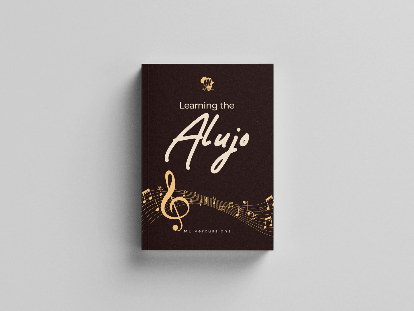 Book titled 'Learning the Alujo' with musical notes on a gray background