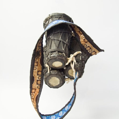 Authentic Nigerian Talking Drum Omele-Bata with Sticks (Leather Tuning Straps) - ML Percussions