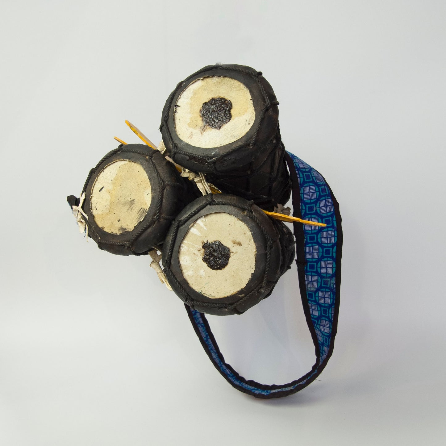 Authentic Nigerian Talking Drum Omele-Bata with Sticks (Leather Tuning Straps) - ML Percussions