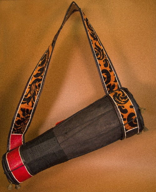 Authentic Nigerian Traditional Talking Drum Iya-Ilu Bata (Large: Mother Drum) with Bells 70x20x18cm 5kg with Beater included Free - ML Percussions