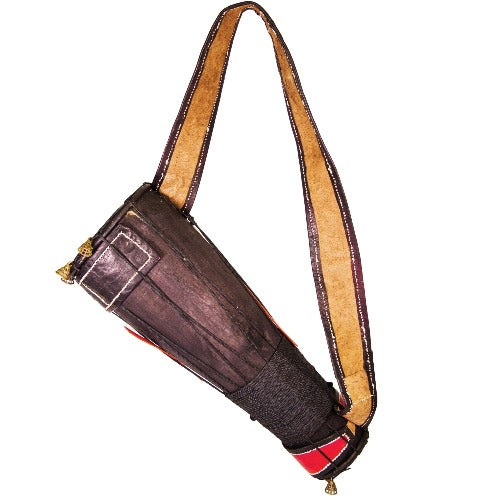 Authentic Nigerian Traditional Talking Drum Iya-Ilu Bata (Large: Mother Drum) with Bells 70x20x18cm 5kg with Beater included Free - ML Percussions